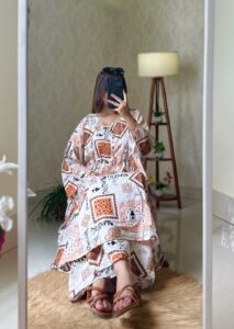 Kaftan Co Ord's Off white x Orange