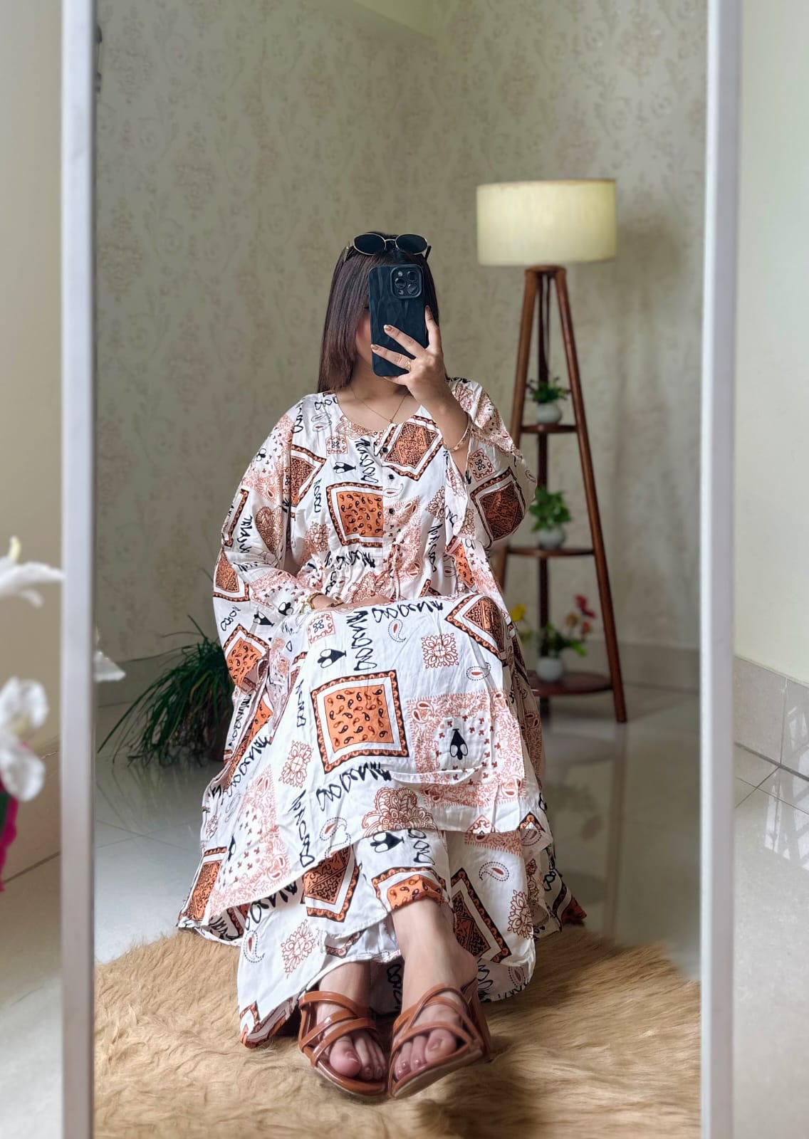 Kaftan Co Ord's Off white x Orange
