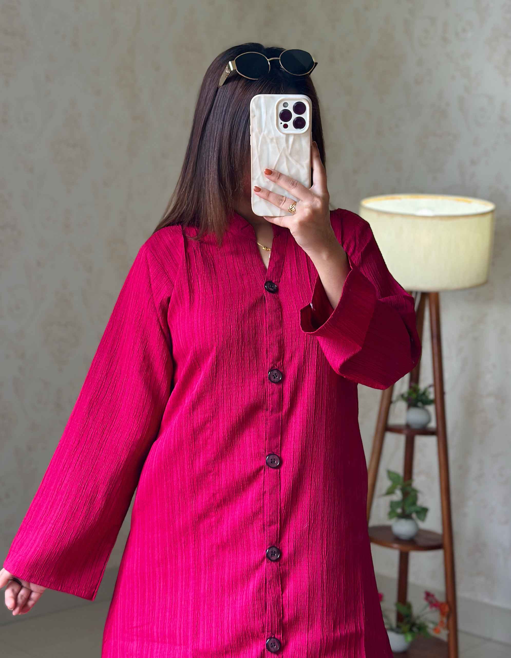Premium Summer Friendly Pocket Long Shirt – Maroon