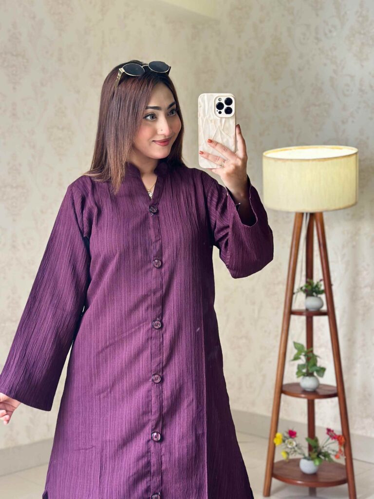 Premium Summer Friendly Pocket Long Shirt – Purple