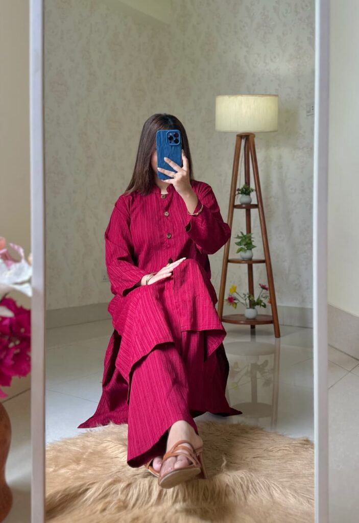 Modest Pocket Co Ord's Red Maroon