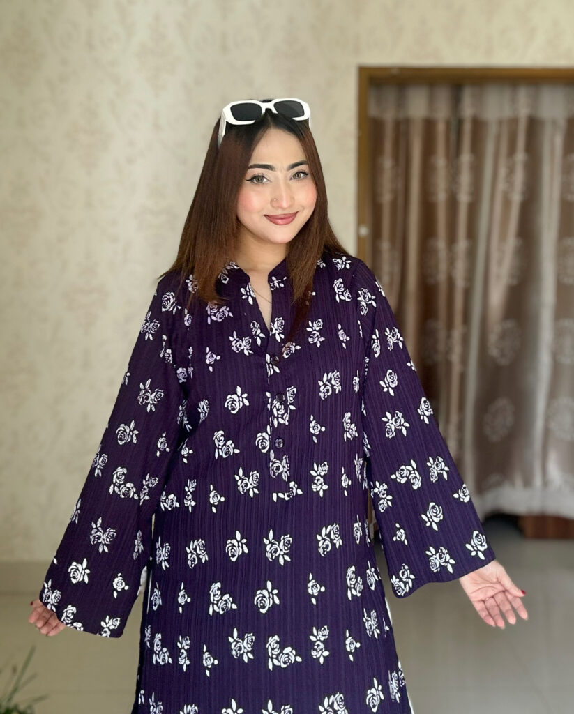 Floral Popcorn Screen Print Co-Ord Set Purple