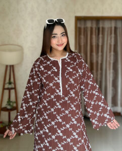 Bloom Lace Kurti Brown